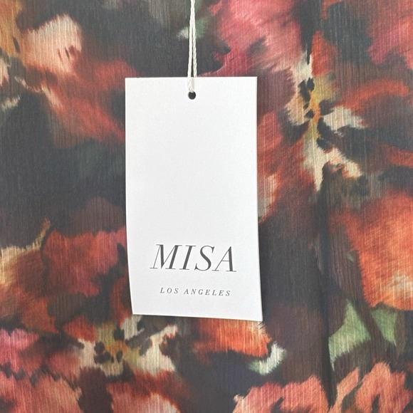 MISA Los Angeles Jolene Floral Ruffle Tiered Chiffon Mini Dress Womens Small - Picture 10 of 10